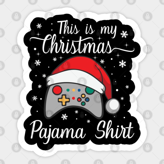 This Is My Christmas Pajama Santa Hat Gamer Video Games Sticker by DragonTees